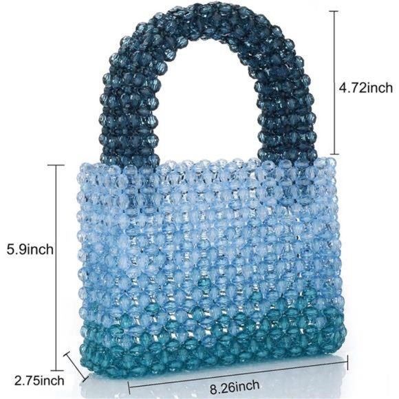 Women Acrylic Purse Mini Beaded Evening Handbags Handmade Gradient Transparent - Picture 4 of 6